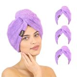 3'Lü Paket Mikrofiber Saç Havlusu(Lila-Lila-Lila)