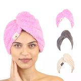 3'Lü Paket Mikrofiber Saç Havlusu(Pembe-Gri-Bej)
