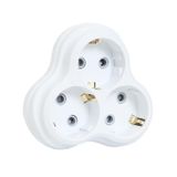 3lü Papatya Golyat Fiş, Üçlü Topraklı Priz Duvar Tipi Çoklayıcı Fiş, 16A 250 Volt, Max 3600 Watt (Beyaz)
