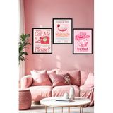 3'lü Pembe Tasarım Art A4 Çerçeve