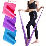3'lü Pilates Bandı Egzersiz Lastiği Direnç Lastiği Seti Yoga, Pilates, Esneme ve Güç Antrenmanları Için Uzun Esneme Bantları (Pembe, Mor, Mav