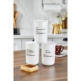 3'lü Plastik Vakum Kapaklı Şeffaf Etiketli Filtre/türk/granül Kahve Akrilik (Plastik) Kavanoz 900ML - Beyaz - 900 ml