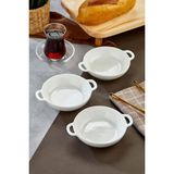 3’lü Porselen Kulplu Kase Seti 15X12X3,5 cm – Kahvaltılık, Meze, Reçellik, Sosluk ve Şık Sunumluk Servis Kaseleri - Beyaz