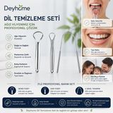 3'lü Profesyonel Dil Temizleme Seti Paslanmaz Çelik Dil Kazıyıcı Ağız Hijyen Aparatı / Geni� - Genel