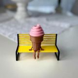 3'Lü Renkli Dondurma Külahı Dekoratif Figür Seti - Sevimli Bacaklı Masaüstü Süs (Her Biri 7.5 X 4.3 Cm) Bank Dahil Değildir Vitrin