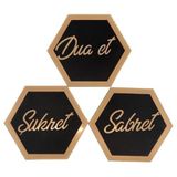 3'lü Sabret Şükret Dua Et Altıgen Yapışkanlı Duvar Tablosu Seti
