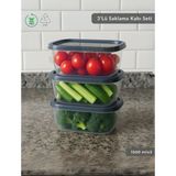 3'lü Saklama Kabı Seti Kare Erzak Kabı Bpa Free Derin Dondurucu Için Uygun 1500 ml - 14 x 18 cm