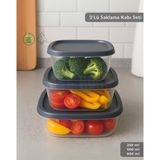 3'Lü Saklama Kabı Seti Kare Erzak Kabı Bpa Free Derin Dondurucu İçin Uygun 250-500-1500 Ml