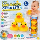 3'Lü Sarı Banyo Ördek Seti Yumuşak Suda Yüzen Sevimli Ördek Oyuncakları Bebek Banyo Oyuncağı