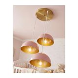 3’lü Sarkıt Avize E27 Uçuk Pembe Gold Metal Modern Tavan Aydınlatma Genç Bebek Odası Avize