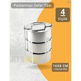 3’lü Sefer Tası 16x8 Cm Yemek Taşıma Kabı Paslanmaz Çelik No:3 Kapasite 4 Kişilik Gümüş