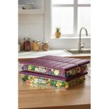 3'lü Set (1 Adet 2,25 2 Adet 1 Lt.) Nora Organizer Buzdolabı Buzluk Düzenleyici Saklama Kabı-Mürdüm