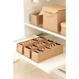 3lü Set 10 Bölmeli Bej Dolap Çekmece Içi Akordiyon Katlanır Çorap Çamaşır Düzenleyici Organizer - Ahşap Rengi