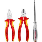 3'lü Set 1000V Kombine Pense 180 Mm, 1000V Yan Keski 160 Mm, Kontrol Kalemi 190 Mm, KNI1000V3LU - Çok Renkli