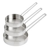 3lü Set 12-14-16CM Paslanmaz Çelik Sosluk 18/10 Ultra Lüx Inox Sığ Sos Tavası Metal Saplı Kaçerola