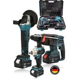 3’lü Set 450NM Tork Vidalama ve Sıkma Aleti, 2-26 Şarjlı, 125M Taşlama