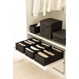 3lü Set 7 Bölmeli Siyah Dolap Çekmece Içi Akordiyon Katlanır Çorap Çamaşır Düzenleyici Organizer - Ahşap Rengi