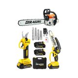3'lü Set 9.9 Hp Benzinli Odun Ağaç Kesme Motoru 21v Akülü Dal Budama Makası Ve Testere