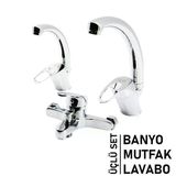 3lü Set Banyo - Evye Mutfak - Lavabo Aç Kapa Mix Batarya Musluk (5250)