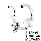3LÜ SET BANYO - EVYE MUTFAK - LAVABO AÇ KAPA MİX BATARYA MUSLUK (5477)