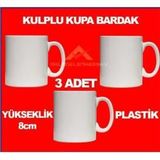 3'LÜ SET BEYAZ PLASTİK KULPLU KUPA BARDAK