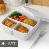 3'lü Set Bölmeli Kare Saklama Kabı Gri - Standart
