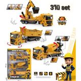 3lü Set Büyük Iş Makinaları Kırılmaz Fonksiyonlu Iş Araçları 28 cm Sürtmeli Kamyon Kepçe Mikser