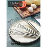 3’Lü Set Çelik Çırpıcı Yumurta Çırpıcı Kek Çırpıcı Çorba Çırpıcısı 20-25-30 Cm
