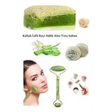 3lü Set Doğal Kabak Lifli Keçi Sütlü Aloe Vera Sabun Doğal Peeling Ruşur Taşı Yüz Masaj Aleti