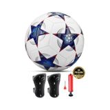 3lü Set Futbol Topu Tekmelik Şampiyonlar Ligi Pompalı Sert Zemin Halı Saha Futbol Topu Mavi No:5 Mavi