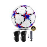 3lü Set Futbol Topu Tekmelik Şampiyonlar Ligi Pompalı Sert Zemin Halı Saha Futbol Topu Mavi No:5
