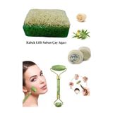 3'lü Set Kabak Lifli Sabun Çay Ağacı Çift Taraflı Yüz Masaj Aleti Peeling Sivilce Ruşu Taşı