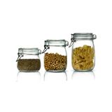 3'lü Set Korken Kavanoz Vakumlu Kilitli Cam Saklama Kavanozu 500ml - 750ml - 1000ml