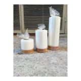 3'Lü Set Kütük Silindir Beyaz Mum 20 Cm X 7 Cm, 12 Cm X 7 Cm, 7 Cm X 7 Cm (Üçlü Set)