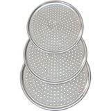 3'lü Set Lüx Çelik Delikli Pizza Tepsisi 28-31-36 Cm
