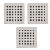 3’lü Set Paslanmaz Çelik Kare Delikli Banyo Yer Süzgeç Izgarası Üst Kapak – 10x10 cm Süzgeçlerle Uyumlu Dayanıklı Yedek Kapak