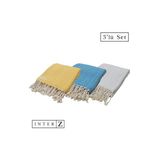 3'Lü Set Peştemal Plaj Havlusu Pamuk , Xxl 100X180cm, Marmaris, Sarı-Gri-Mavi