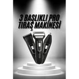 3'Lü Set Saç Sakal Kesme Traş Makinesi Burun Kılı Alma Tıraş Makinesi Mir94449587