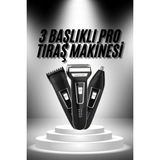 3'lü Set Saç Sakal Kesme Traş Makinesi Burun Kılı Alma Tıraş Makinesi Nemere - 1