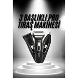 3'Lü Set Saç Sakal Kesme Traş Makinesi Burun Kılı Alma Tıraş Makinesi P62824s9755
