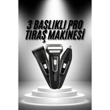 3'Lü Set Saç Sakal Kesme Traş Makinesi Burun Kılı Alma Tıraş Makinesi