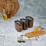 3'lü Set Sızdırmaz Vakum Kapaklı Oval Kristal Erzak Saklama Kabı, Mutfak İçin Kuru Gıda ve Bakliyat Düzenleyici, 3 x 1300 ML (Antrasit)
