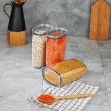 3'lü Set Sızdırmaz Vakum Kapaklı Oval Kristal Erzak Saklama Kabı, Mutfak İçin Kuru Gıda ve Bakliyat Düzenleyici, 3 x 1300 ML (Beyaz)