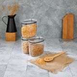 3'lü Set Sızdırmaz Vakum Kapaklı Oval Kristal Erzak Saklama Kabı, Mutfak İçin Kuru Gıda ve Bakliyat Düzenleyici, 3 x 1300 ML (Şeffaf)