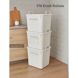 3’lü Set Soğanlık Sepet Havalandırmalı Erzak Kutusu Bpa Free Sebzelik Saklama Kutusu Beyaz 90 Lt