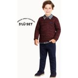 3'lü Set Triko Sweat & Pantolon & Gömlek Erkek Çocuk Takım