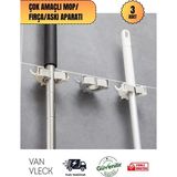 3'lü Sihirli Mop ve Fırça Sapı Tutucu – Duvara Monte Pratik Askı Aparatı - 3 Adet