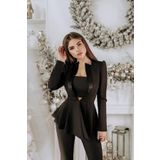 3'lü ŞIK TAKIM (CEKET,PANTOLON, CROP) (siyah, m)