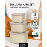 3'lü Silikon Kapaklı Hava Almaz Saklama Kabı Seti, Mikrodalga ve Buzluk Uyumlu - Seçenek 1