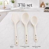 3’lü Silikon Mutfak Servis Seti 29 cm Spatula 29 cm Xl Silikon Servis Kaşığı 24 cm Silikon Servis Kaşık Isıya Dayanıklı Yapışmaz Yüzey Uyumlu Sariva Home - Beyaz